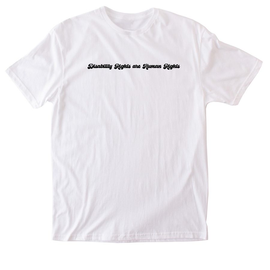 Disability Rights Are Human Rights, a White Softstyle Cotton Tee