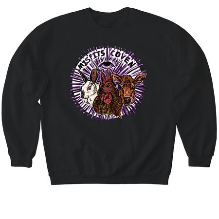 Misfits Coven Animal Sanctuary Logo, a Black Softstyle Crewneck Sweatshirt