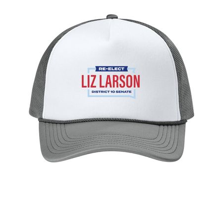Liz Larson Trucker Hat, a White/ Deep Smoke Printed Foam Trucker Hat