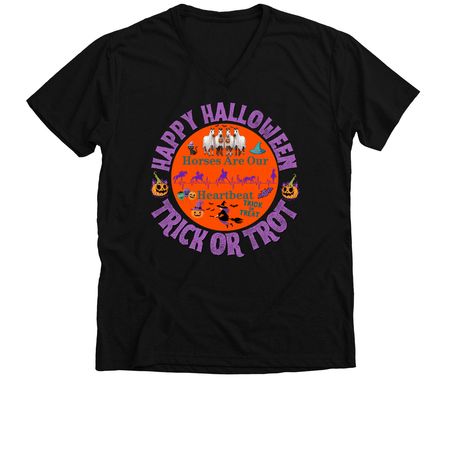Happy Halloween Heartbeat Logo 2026, a Solid Black Blend Premium V-Neck Tee