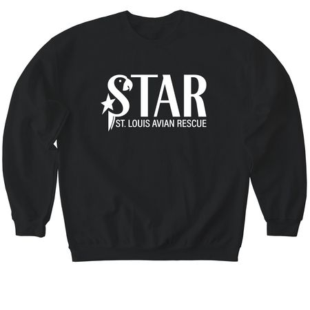 White Logo - Unisex, a Black Softstyle Crewneck Sweatshirt