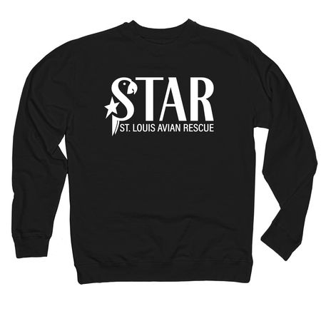 White Logo - Unisex, a Black Midweight Crewneck Sweatshirt