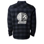 Team Wade Burger, a Charcoal Heather/ Black Unisex Flannel Shirt (back-view)