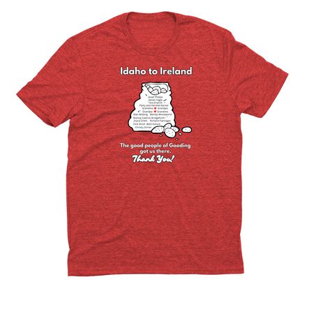 Idaho to Ireland, a Rise Up Red Allmade Eco Triblend Unisex Tee