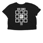 2026 Summer Intensive Shirts (White Logo), a Black Women?s Flowy Cropped Tee (back-view)