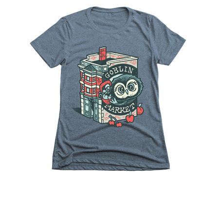 Goblin Market Storefront Logo, a Indigo Women's Slim Fit Tee