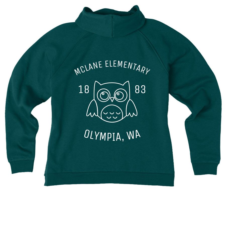 White Outline Owl- Zip Ups, a Deep Sea Green Allmade Women?s Organic CVC Zip-Up Hoodie