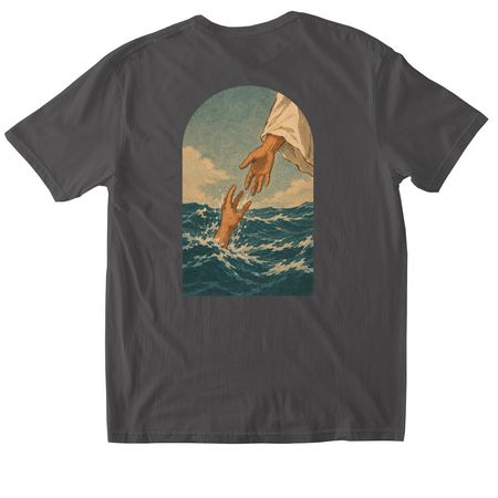 Keep Your Eyes on Him, a Charcoal Softstyle Cotton Tee (back-view)