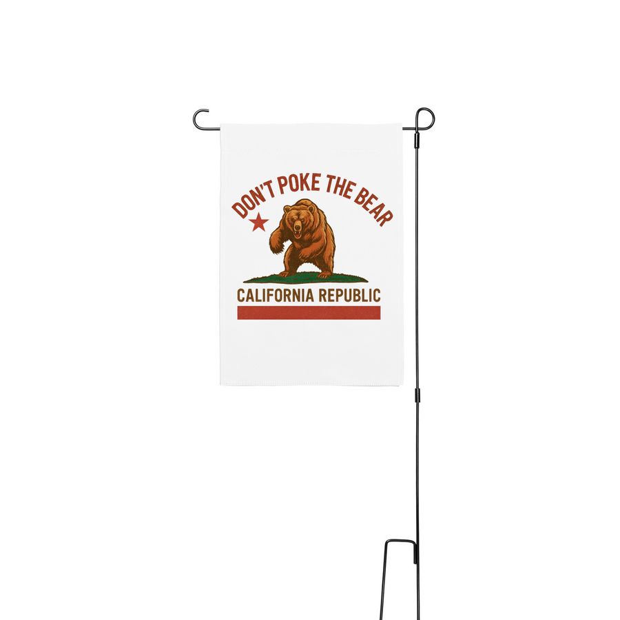 Don?t poke the bear, a White 12" x 18" Yard Flag with Stake
