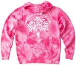 Learning Among the Oaks Tie Dye, a Pink Youth Tie Dye Pullover Hoodie (back-view)