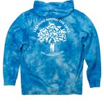 Learning Among the Oaks Tie Dye, a Aqua Blue Tie Dye Pullover Hoodie (back-view)