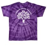 Learning Among the Oaks Tie Dye, a Purple Classic Tie Dye Tee (back-view)