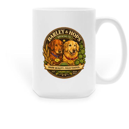 Barley & Hops Mugs, a White Large Coffee Mug