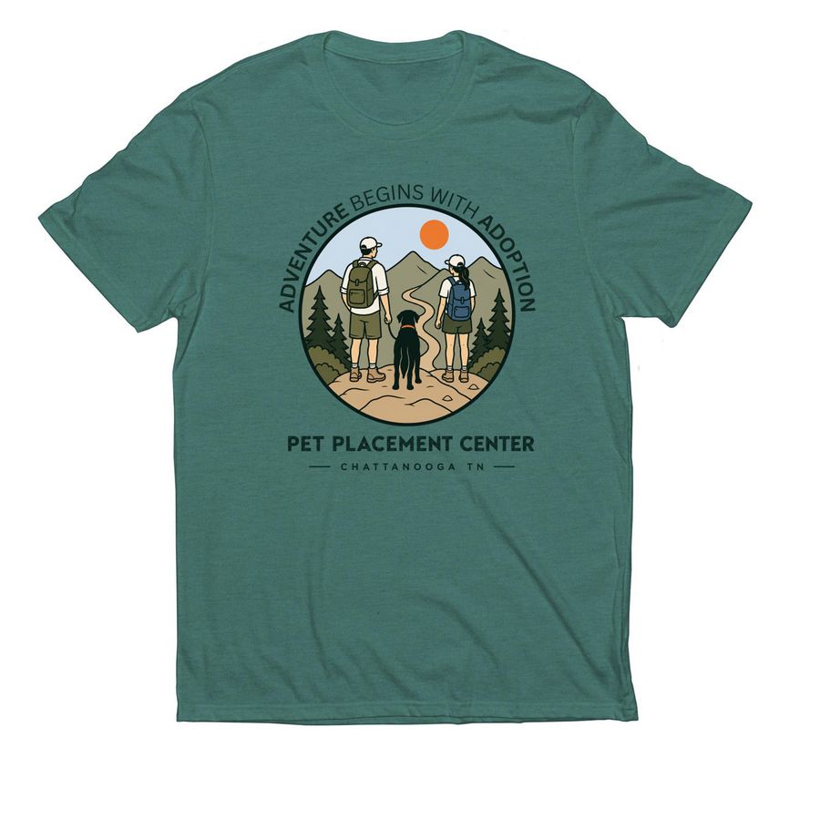 Adventure Begins With Adoption, a Deep Sea Green Allmade Eco Triblend Unisex Tee