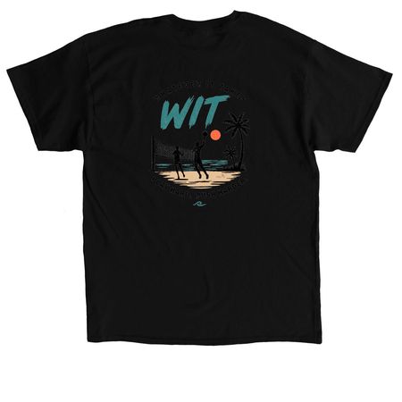 WIT Play Hard, a Black Classic Unisex Tee (back-view)