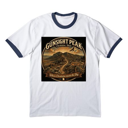 Gunsight Peak, a White/ Navy Cotton Ringer Tee