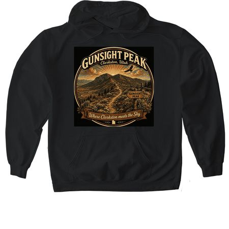 Gunsight Peak, a Black Gildan Softstyle Pullover Hoodie