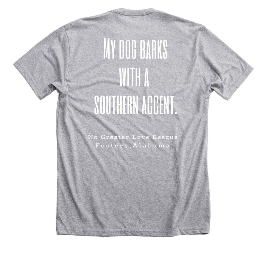 No Greater Love Rescue, a Athletic Heather Premium Unisex Tee (back-view)