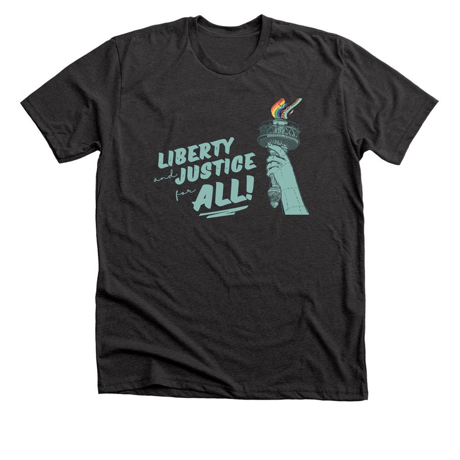 Liberty and Justice For All, a Dark Grey Heather Premium Unisex Tee