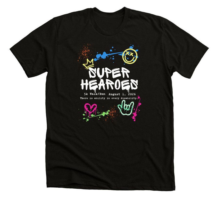 Super Hearoes 5K Walk/Run, a Black Heather Premium Unisex Tee