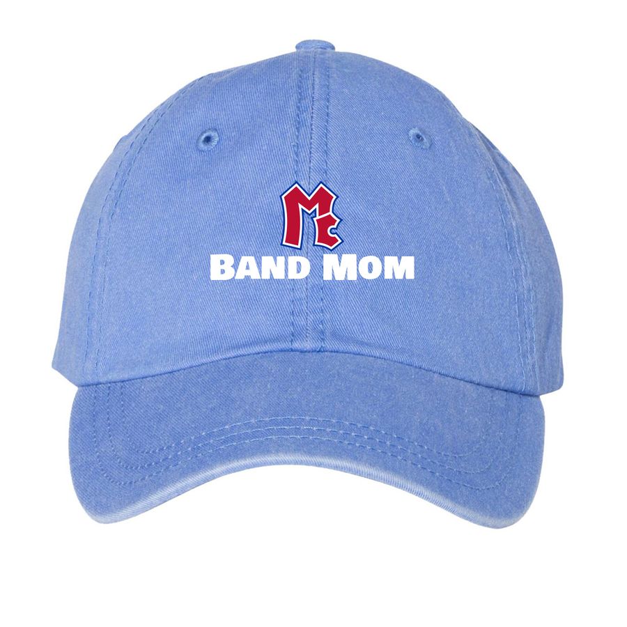 Band Booster Mom Swag, a Periwinkle Printed Pigment Dye Baseball Cap