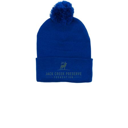 Warm Winter, a Royal Printed Pom-Pom Beanie