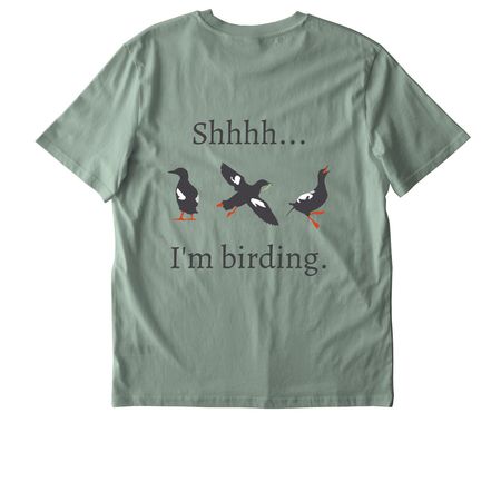 Shhhh...I'm birding. Full Logo., a Aloe Stanley/Stella Unisex Creator 2.0 Tee (back-view)