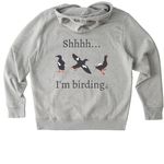 Shhhh...I'm birding. Full Logo., a Heather Grey Stanley/Stella Unisex Cruiser 2.0 Pullover Hoodie (back-view)