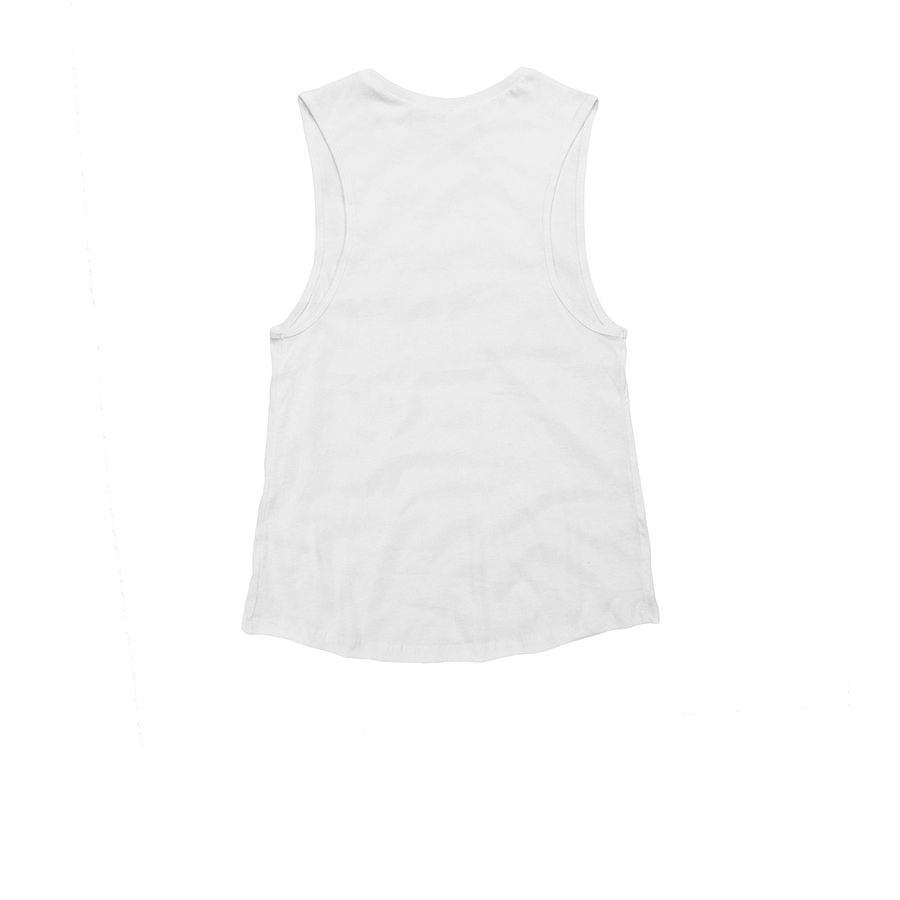 Sleeveless, a White Women's Muscle Tank (back-view)