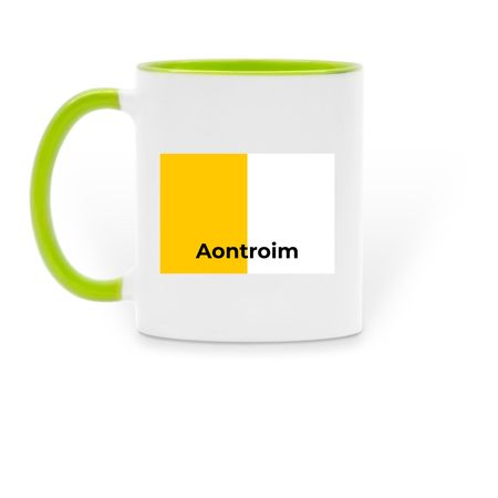 Aontroim, a Green Two-Tone Ceramic Mug (back-view)