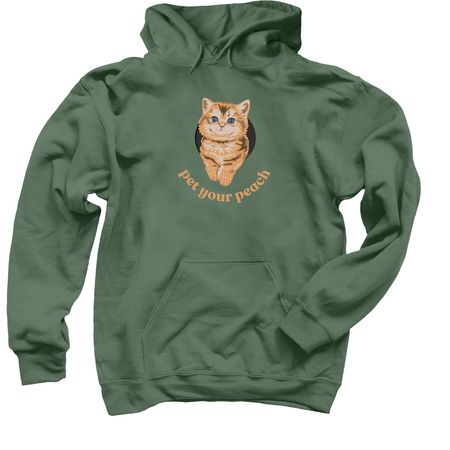Pet Your Peach, a Military Green Pullover Hoodie