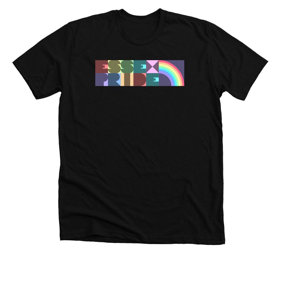 Essex Pride 2026 Front and Back, a Solid Black Blend Premium Unisex Tee