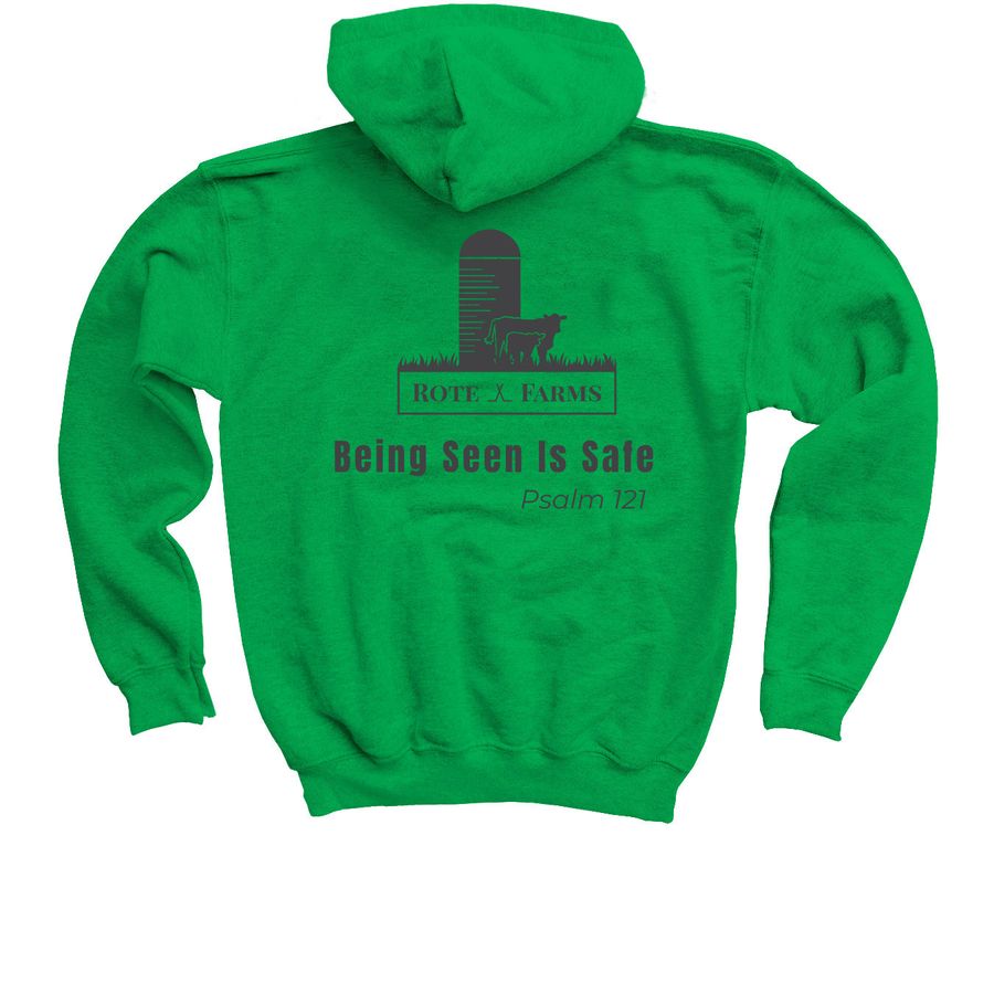 Farm Safety - Buddy Seat Operator, a Irish Green Youth Pullover Hoodie (back-view)