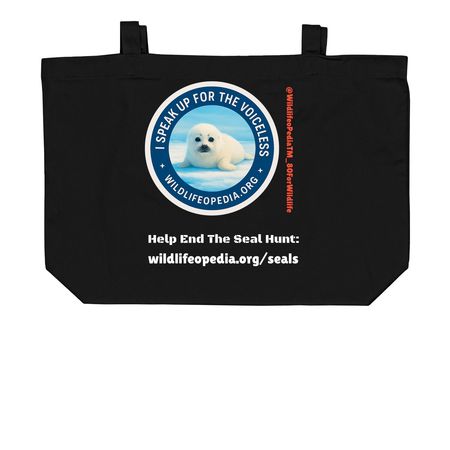 WildlifeoPedia Tote Bag: Seal The Future, a Black Large Organic Cotton Tote Bag