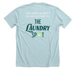 The Laundry Spot Merch, a Heather Ice Blue Premium Unisex Tee (back-view)