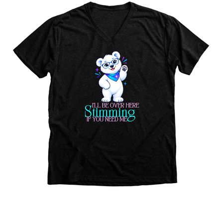 Beary Stimming, a Black Heather Premium V-Neck Tee