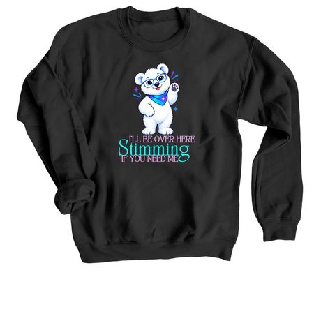 Beary Stimming, a Black Crewneck Sweatshirt