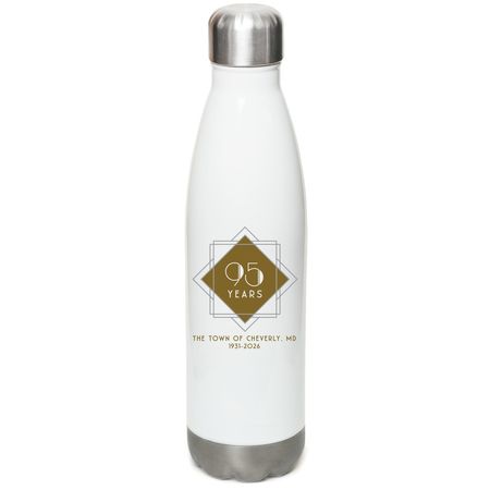 Cheverly 95th Anniversary Water Bottle, a White Stainless Steel Water Bottle