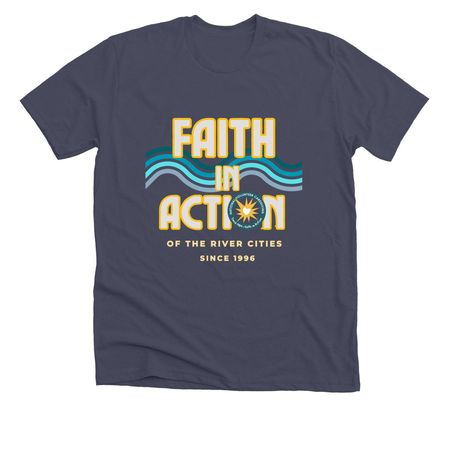 Faith in Action, a Heather Midnight Navy Premium Unisex Tee