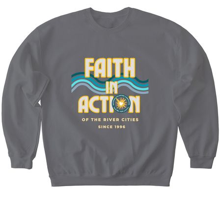 Faith in Action, a Charcoal Softstyle Crewneck Sweatshirt