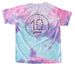 TRP 10 Year Anniversary Design (small logo), a Cotton Candy Youth Tie Dye Tee (back-view)