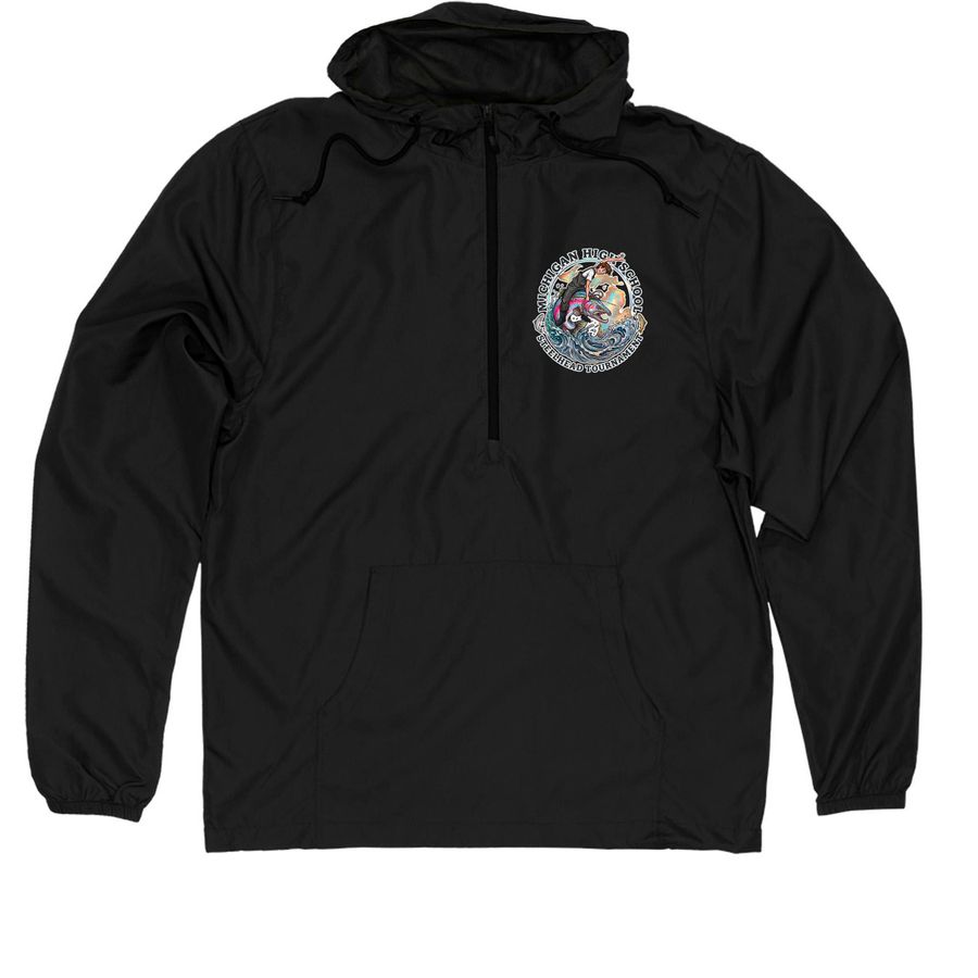 MHSST Jacket Logo Front/Back - Male, a Black Quarter-Zip Windbreaker