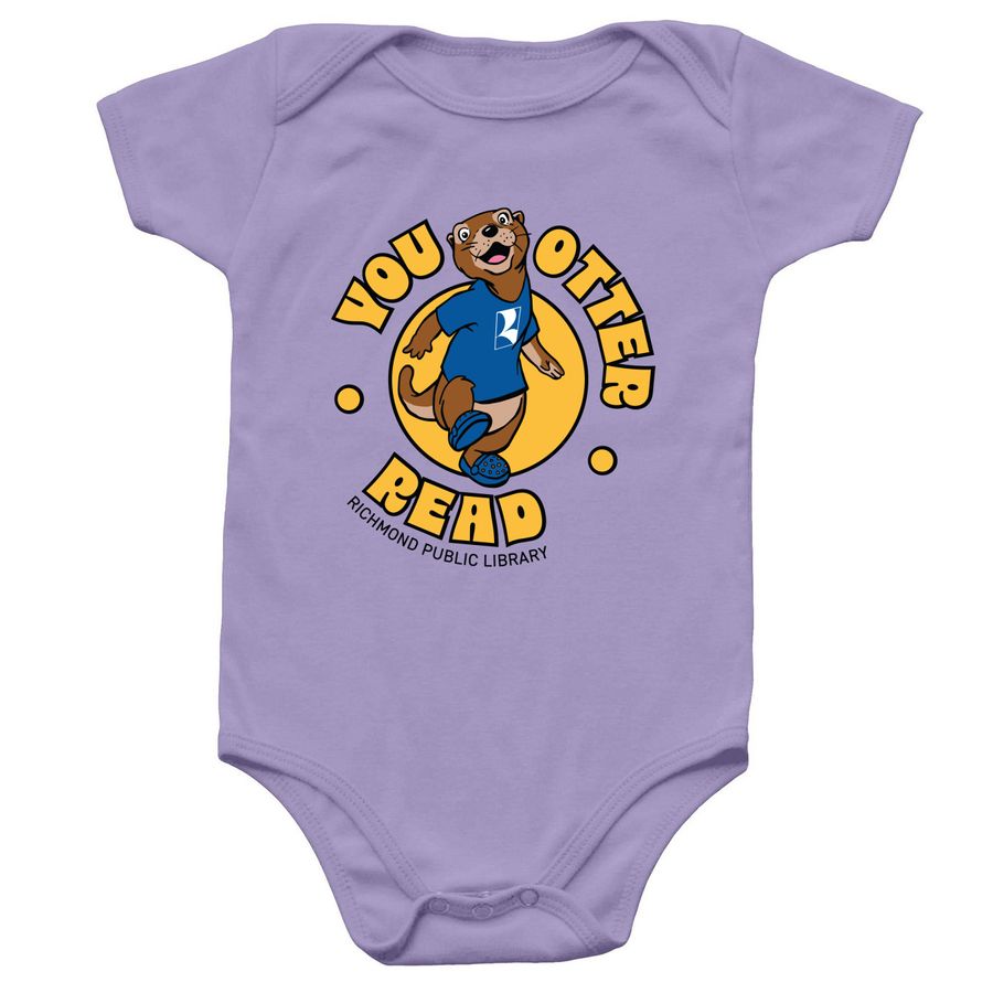 You Otter Read Onesie, a Lavender Infant Onesie