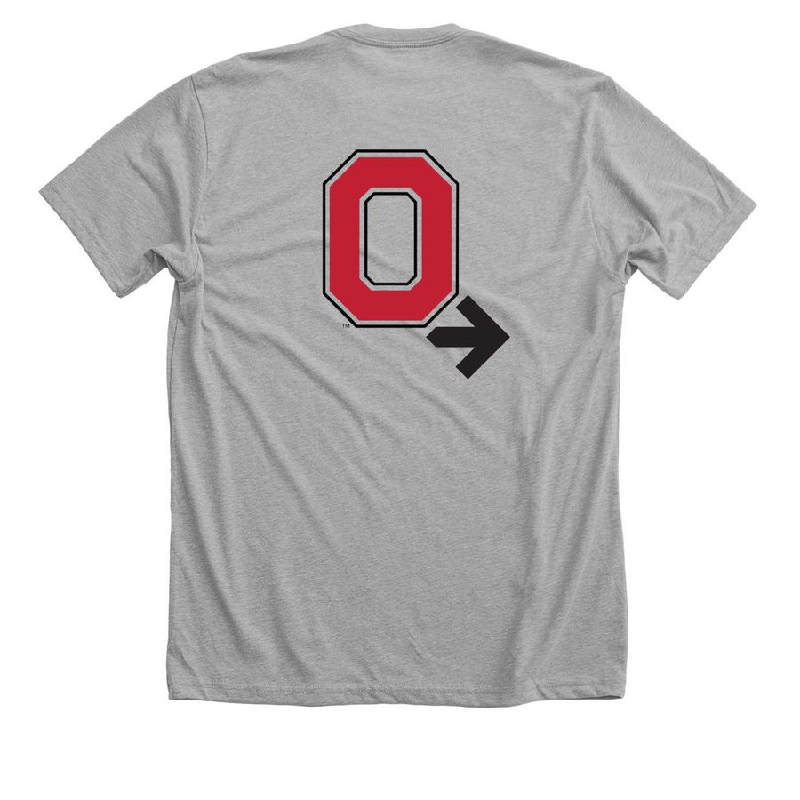 Team Buckeye Pelotonia, a Athletic Heather Premium Unisex Tee (back-view)