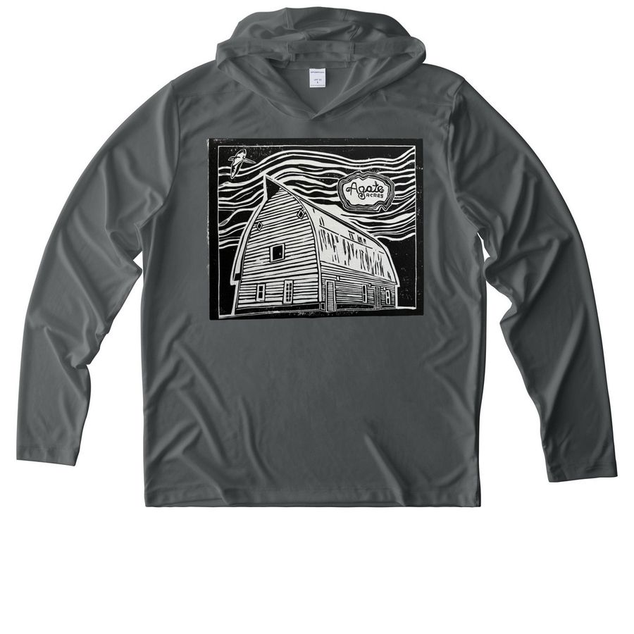 UV Shirts - Barn, a Dark Smoke Grey UV Performance Long Sleeve Hoodie