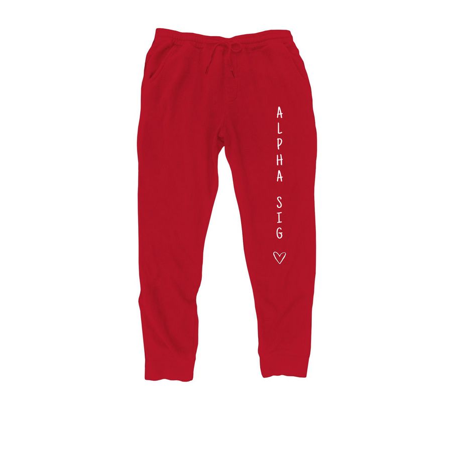Alpha Sig Red Joggers, a Red Midweight Fleece Joggers