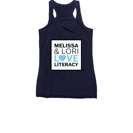 Melissa & Lori Love Literacy Shirts, a Navy Women's Racerback