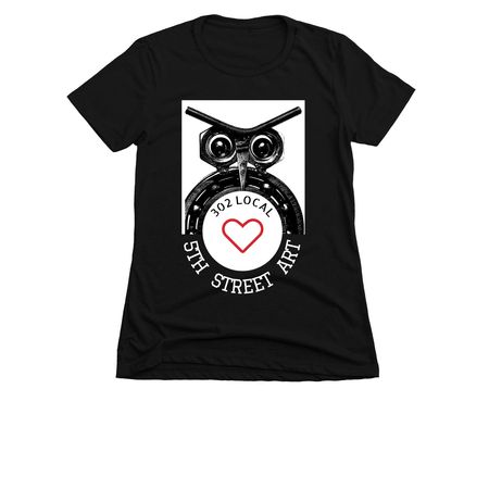 Metal Owl Shirts, a Black Women's Slim Fit Tee