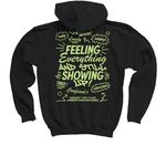 Grief is Normal, So Are You: Neon Green Tops, a Black Youth Pullover Hoodie (back-view)