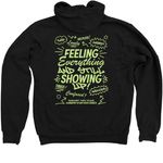 Grief is Normal, So Are You: Neon Green Tops, a Black Zip Up Hoodie (back-view)